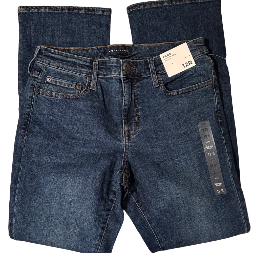 Aeropostale Mid Rise Boot Cut Blue Jeans 12 Regular